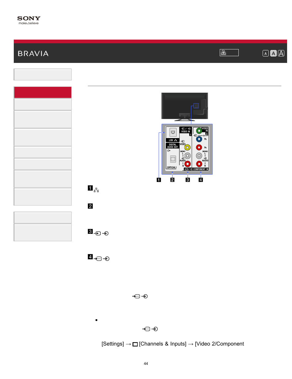 Rear | Sony KDL-65S990A User Manual | Page 44 / 247