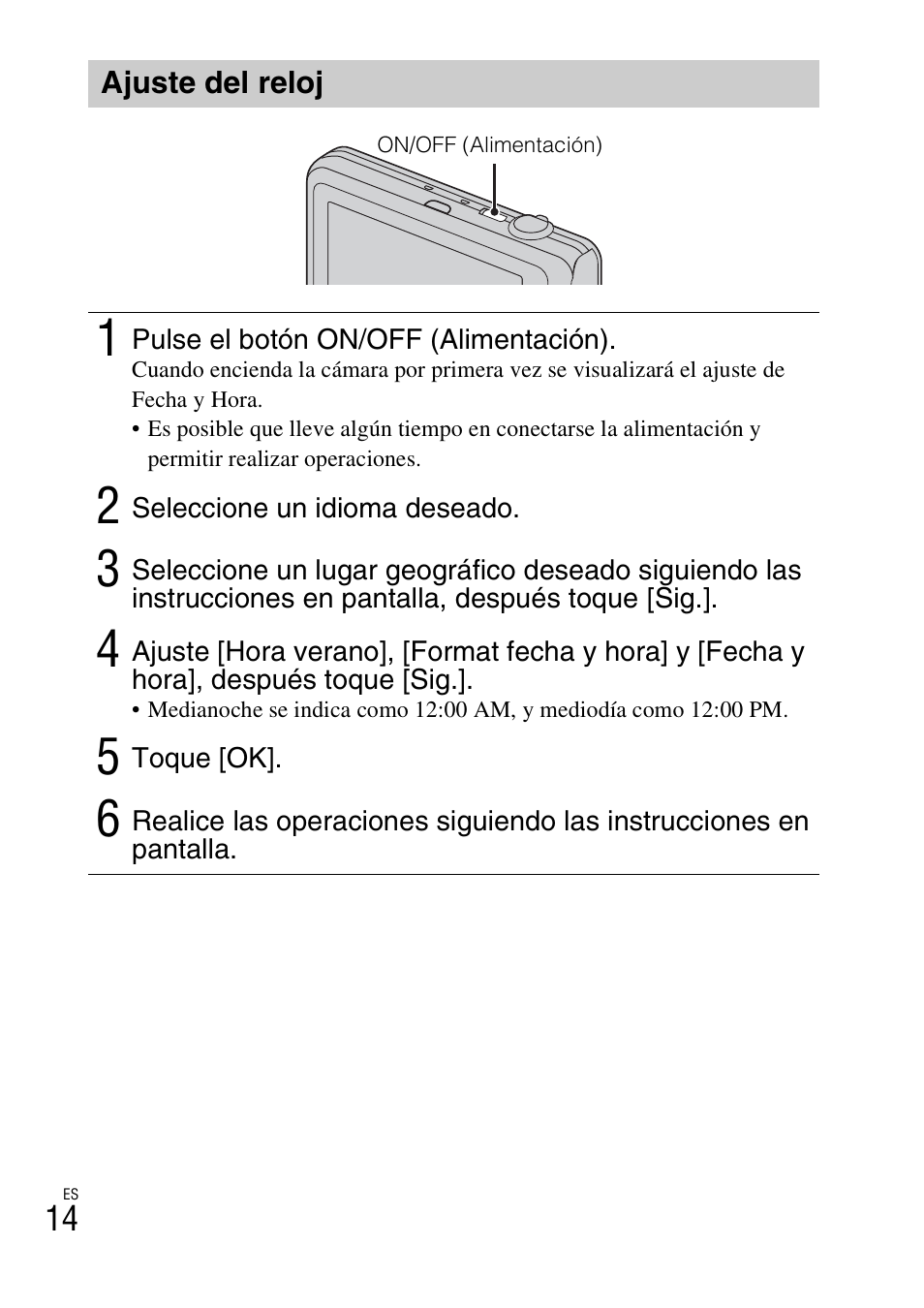 Ajuste del reloj | Sony DSC-WX70 User Manual | Page 44 / 64