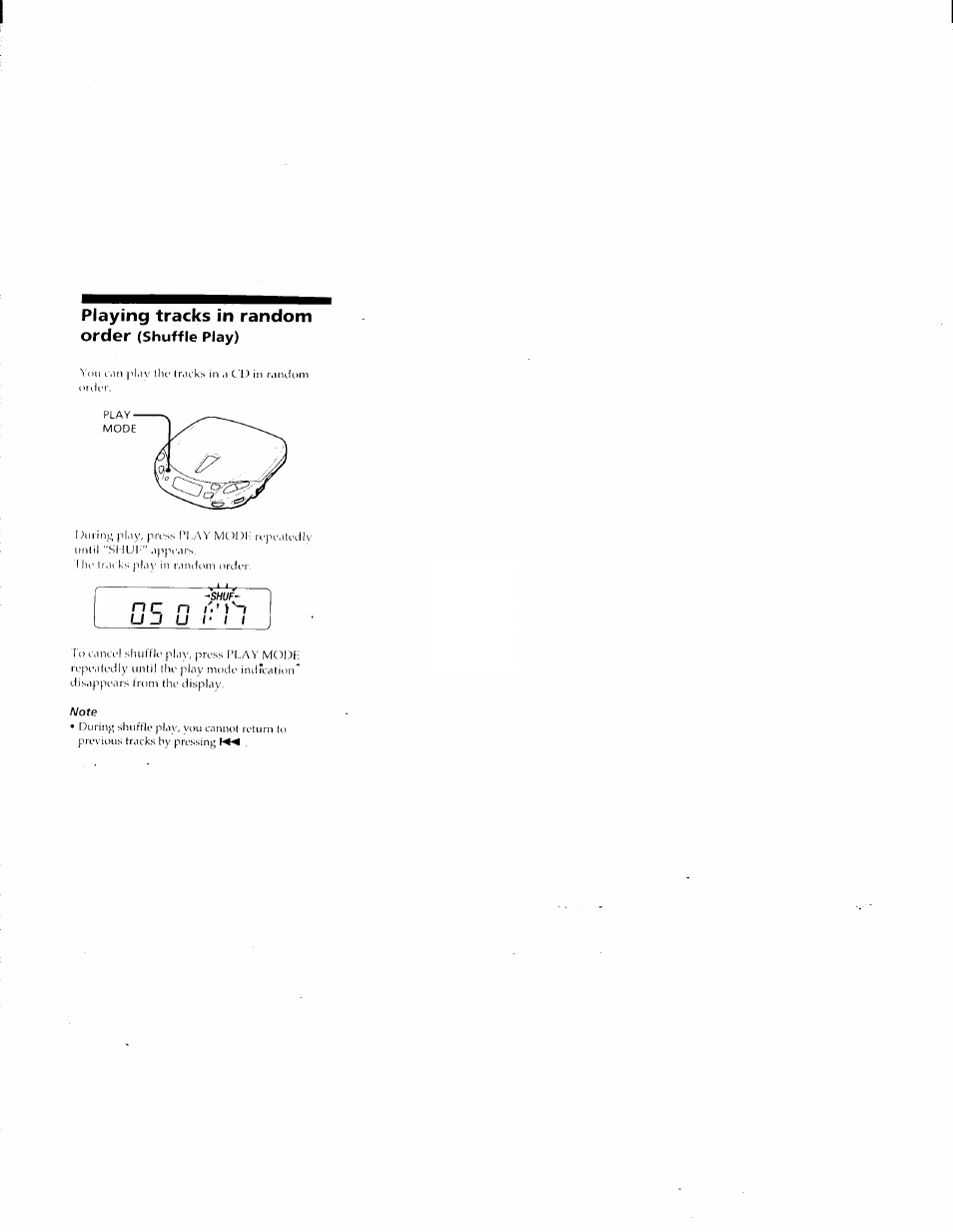 Shuf, Note, Playing tracks in random order | Shuffle play) | Sony D-E401 User Manual | Page 10 / 25