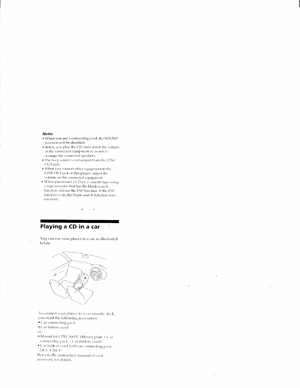 Notes, Playing a cd in a car | Sony D-E401 User Manual | Page 16 / 25