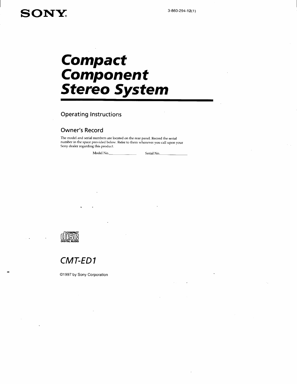 Sony CMT-ED1 User Manual | 35 pages