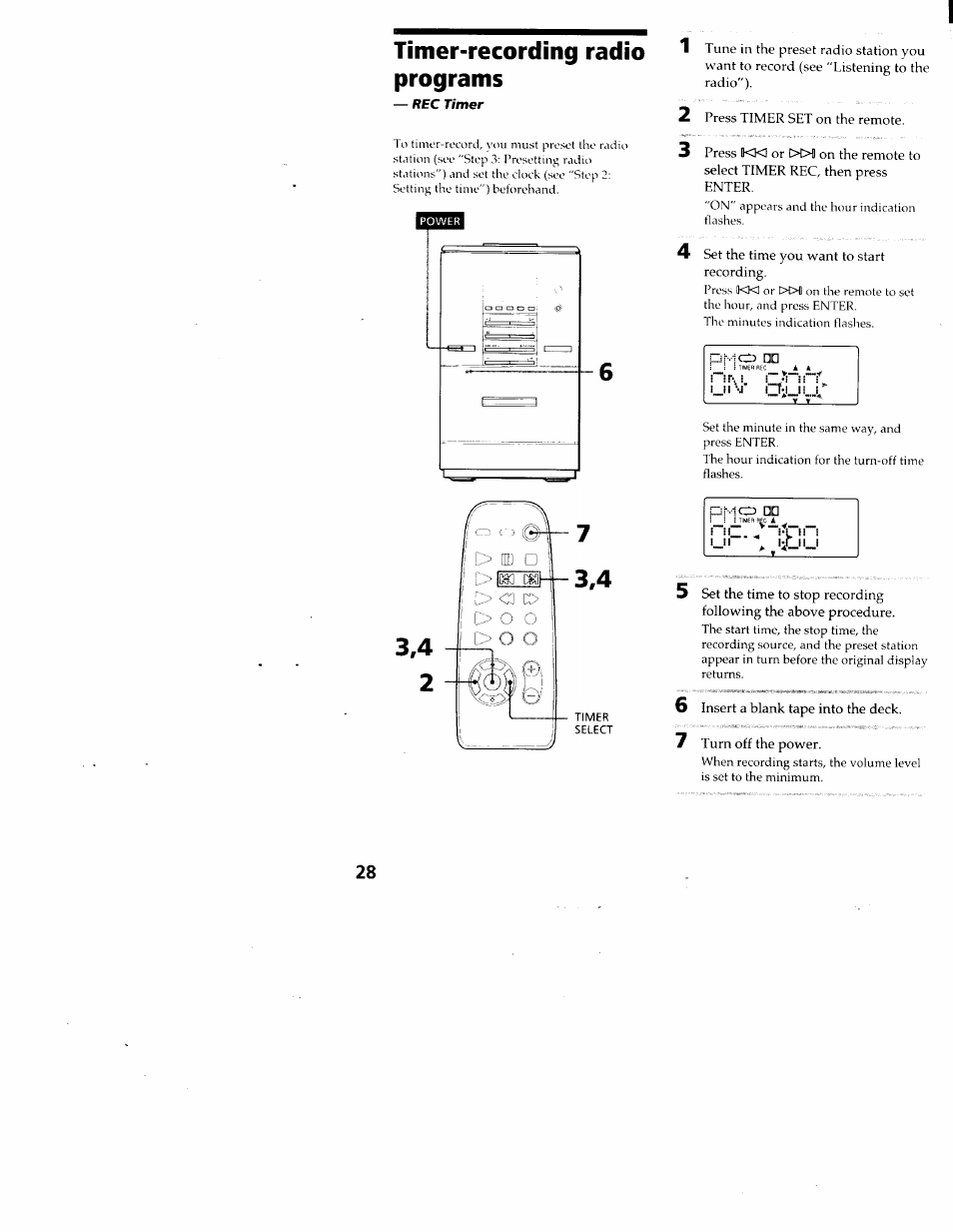Timer-recording radio programs, I in | Sony CMT-ED1 User Manual | Page 28 / 35
