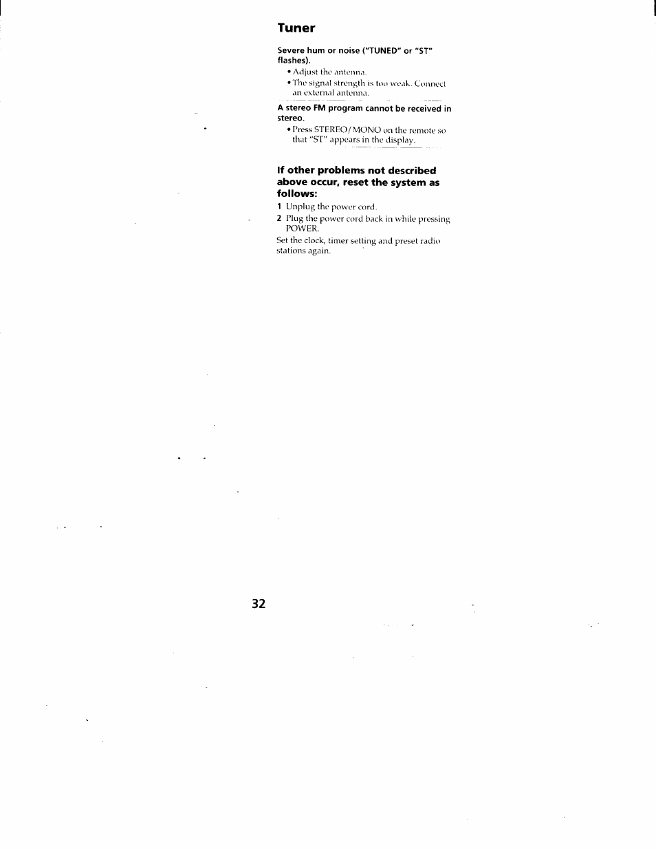 Tuner | Sony CMT-ED1 User Manual | Page 32 / 35