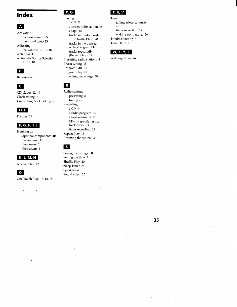 Index | Sony CMT-ED1 User Manual | Page 35 / 35
