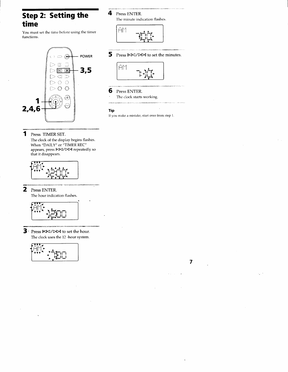 Step 2: setting the time | Sony CMT-ED1 User Manual | Page 7 / 35