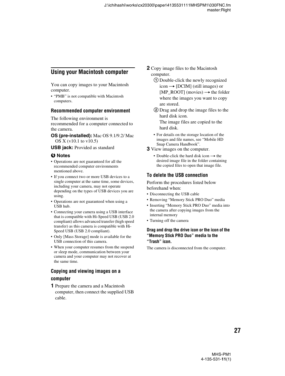 Using your macintosh computer | Sony bloggie  MHS-PM1 User Manual | Page 27 / 40