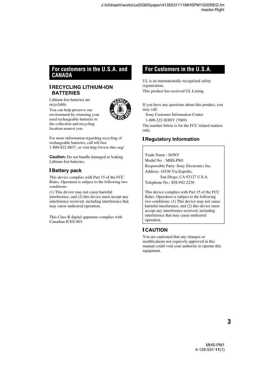 Sony bloggie  MHS-PM1 User Manual | Page 3 / 40