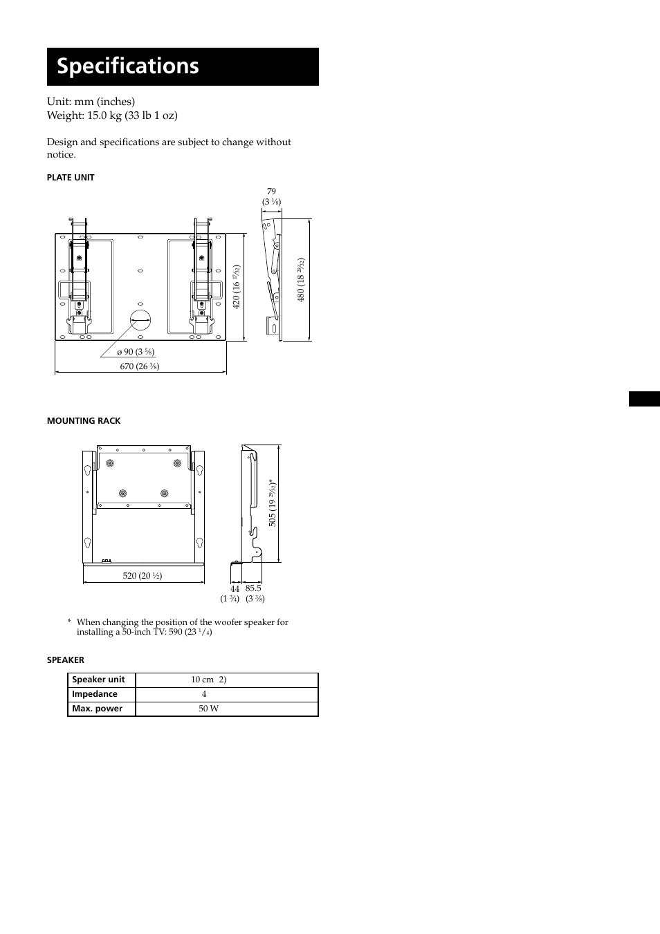 Specifications | Sony KDE-37XS955 User Manual | Page 15 / 52