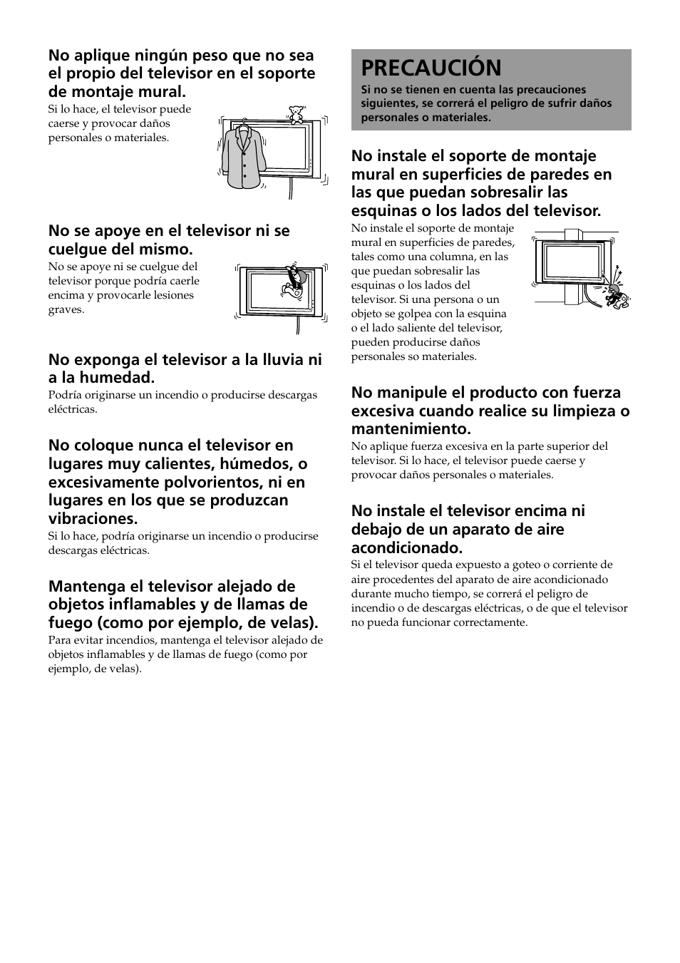 Precaución | Sony KDE-37XS955 User Manual | Page 36 / 52