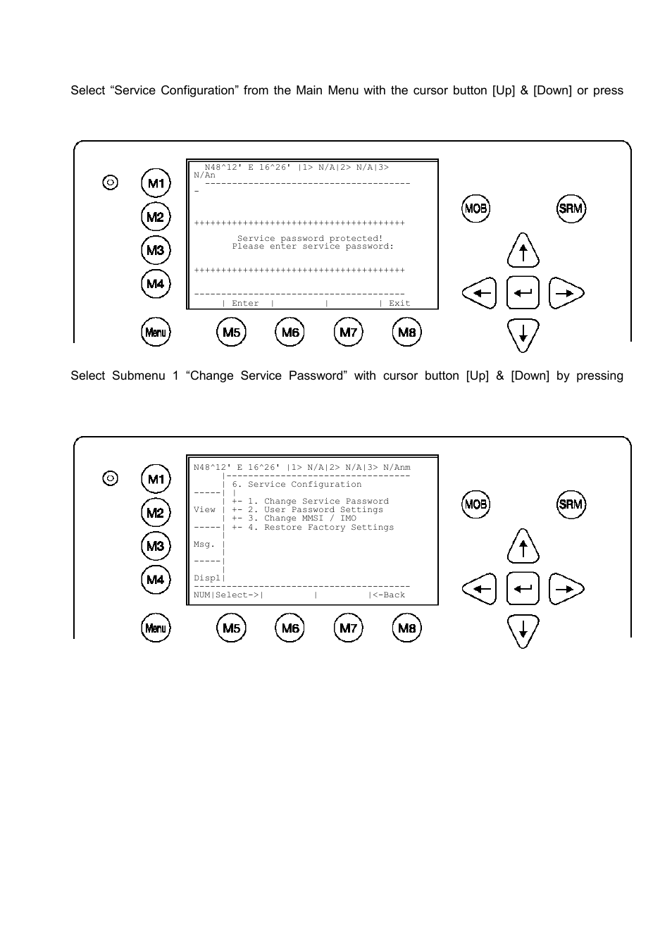 Service menu example | ACR Electronics Nauticast Y1-03-0203 User Manual | Page 10 / 100