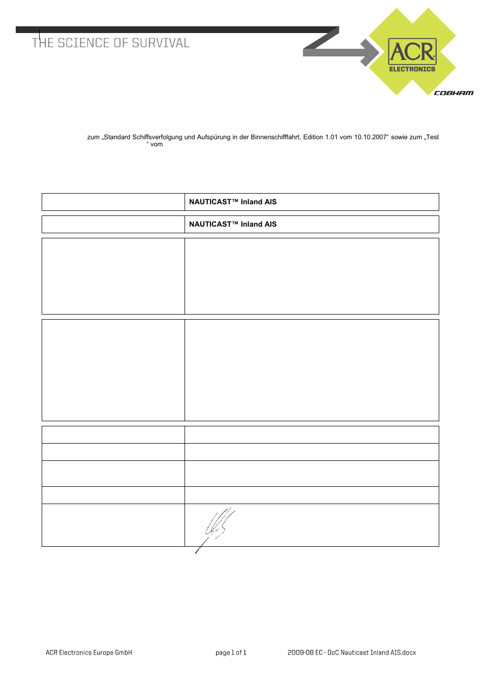 ACR Electronics Nauticast Y1-03-0203 User Manual | Page 100 / 100