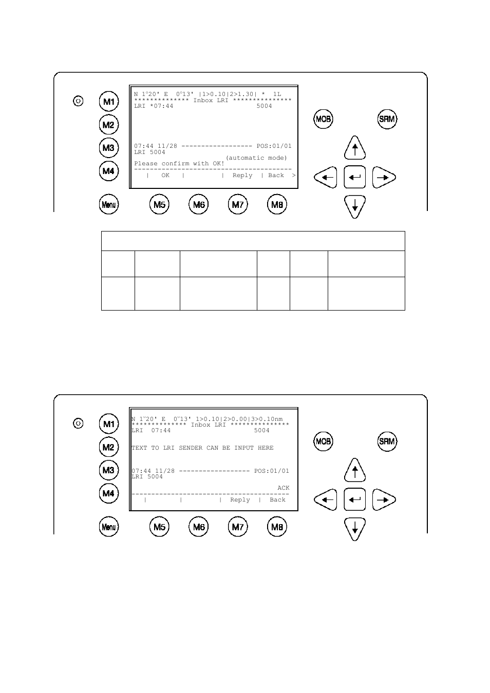 M8] [back] return to message menu [m7] [reply | ACR Electronics Nauticast Y1-03-0203 User Manual | Page 31 / 100