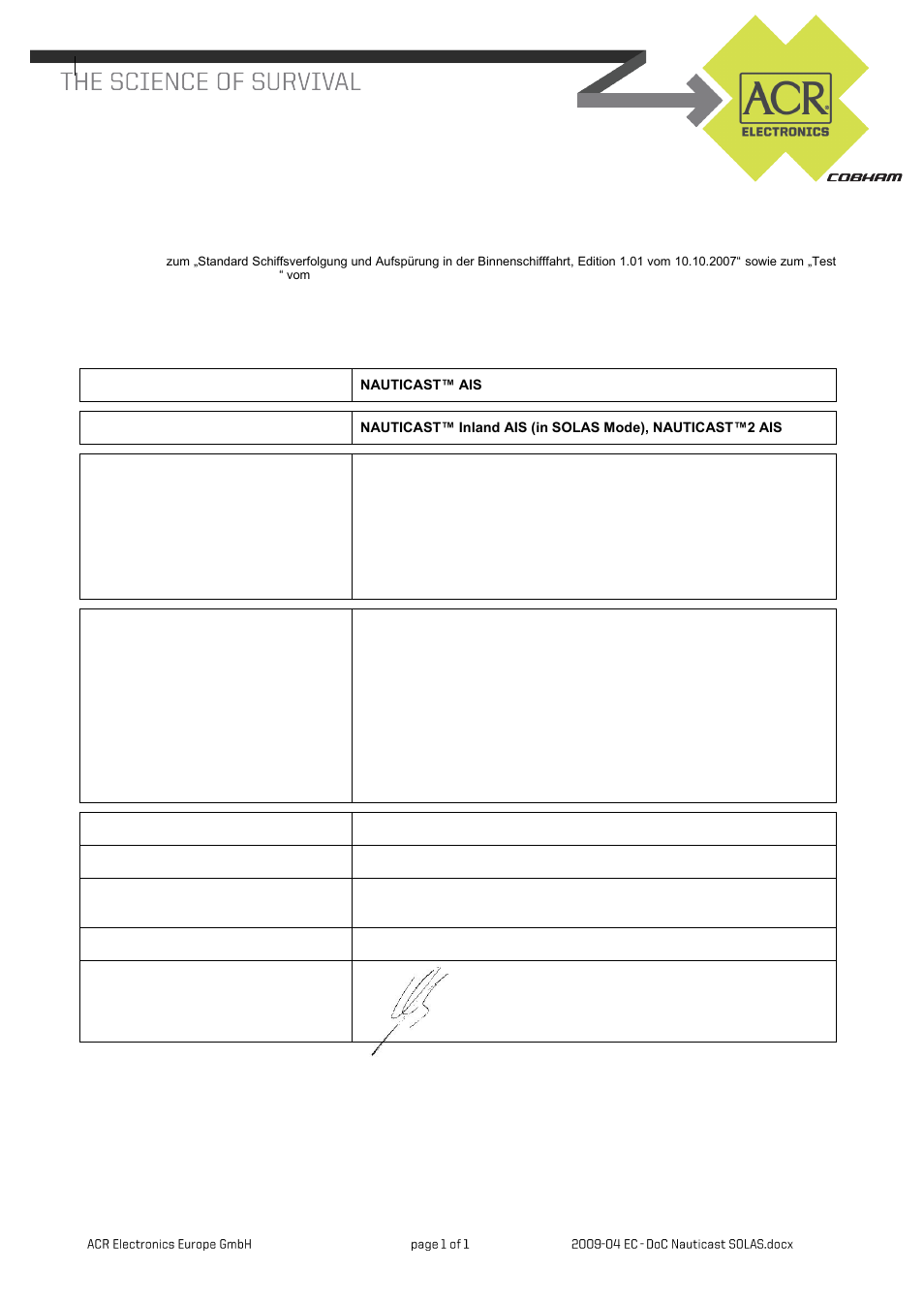 ACR Electronics Nauticast Y1-03-0203 User Manual | Page 96 / 100