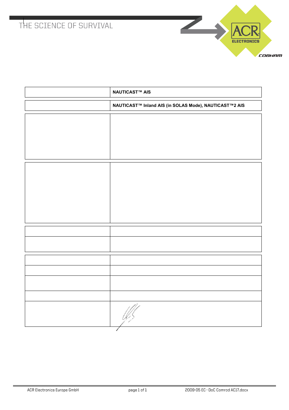 ACR Electronics Nauticast Y1-03-0203 User Manual | Page 97 / 100