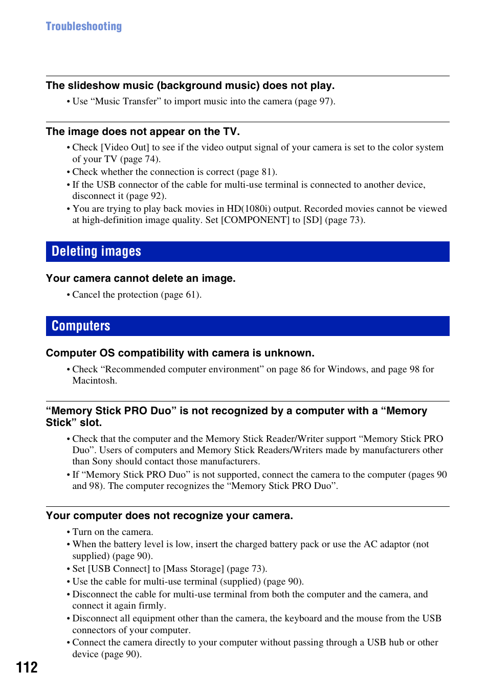 Deleting images, Computers, Deleting images computers | Sony DSC-T200 User Manual | Page 112 / 131