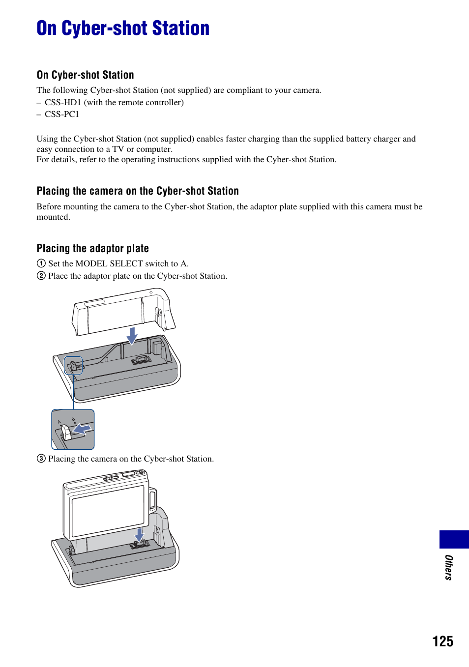 On cyber-shot station | Sony DSC-T200 User Manual | Page 125 / 131