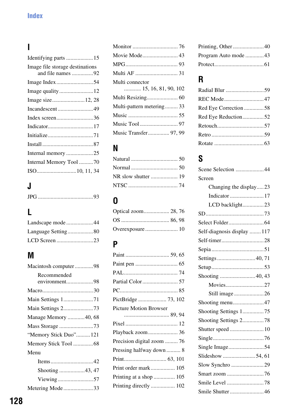 Sony DSC-T200 User Manual | Page 128 / 131