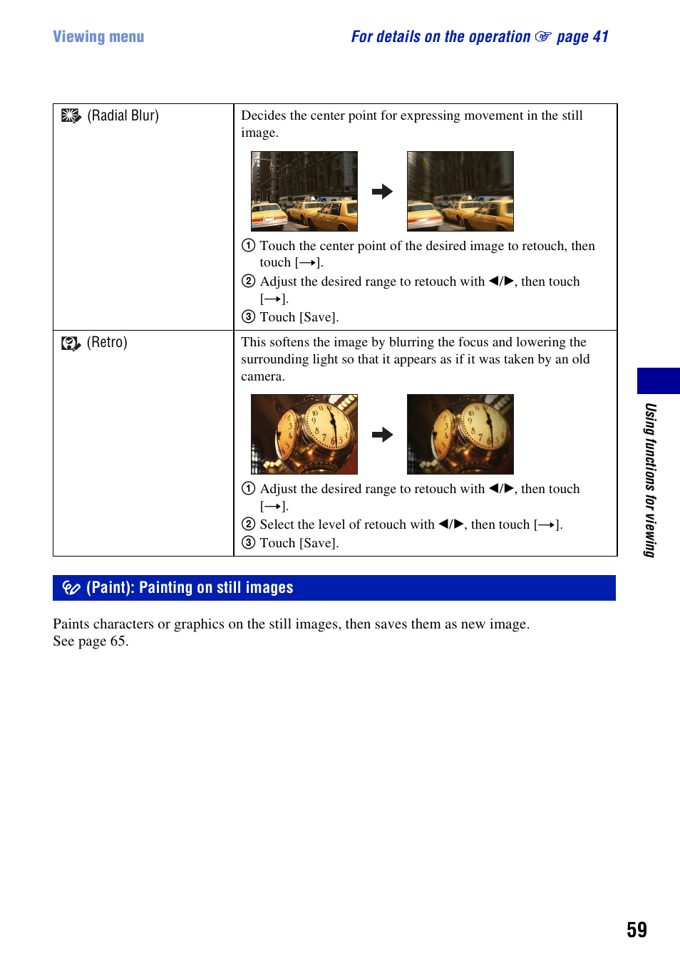 Paint: painting on still images, Paint): painting on still images | Sony DSC-T200 User Manual | Page 59 / 131