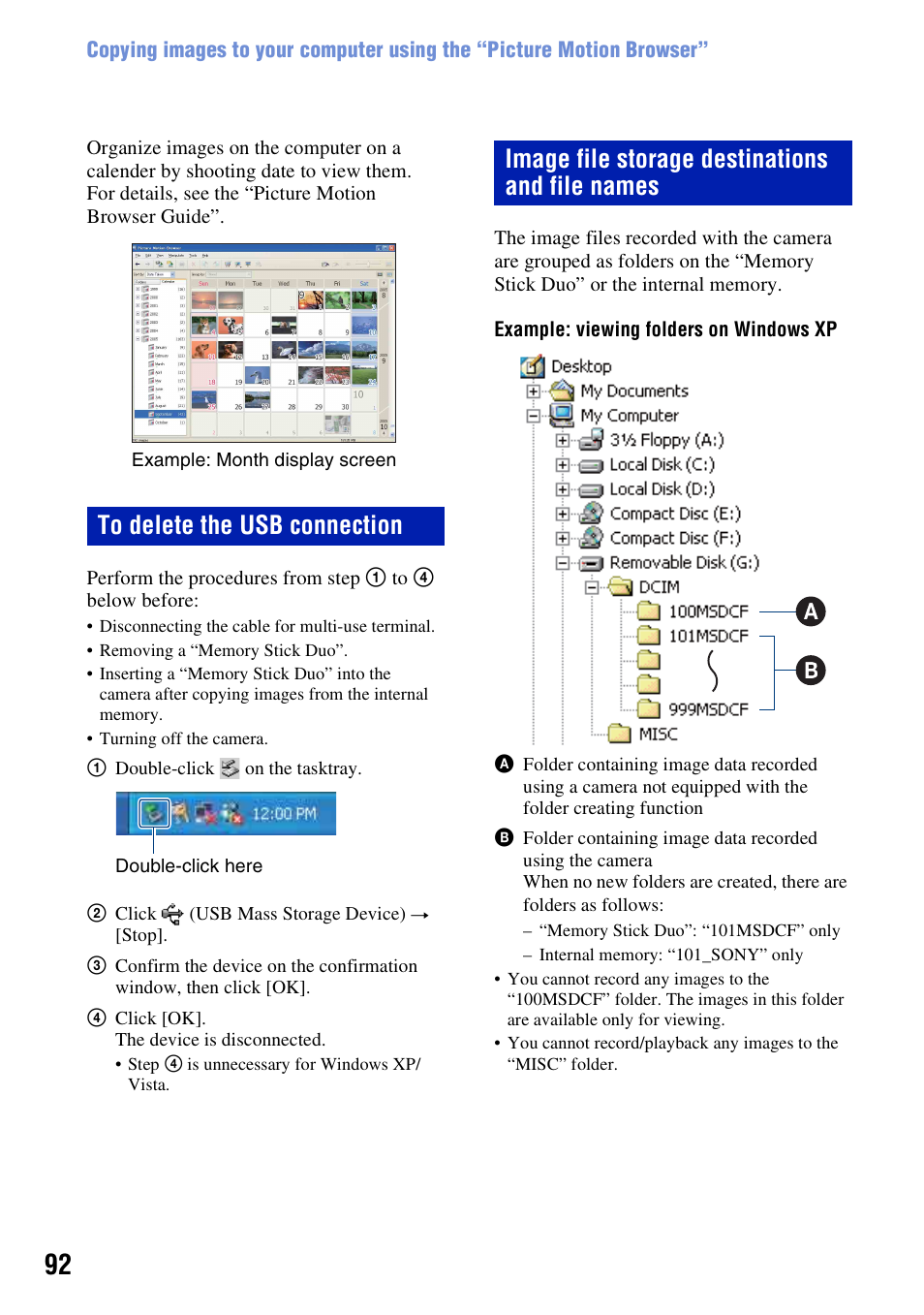 Image file storage destinations and file names | Sony DSC-T200 User Manual | Page 92 / 131
