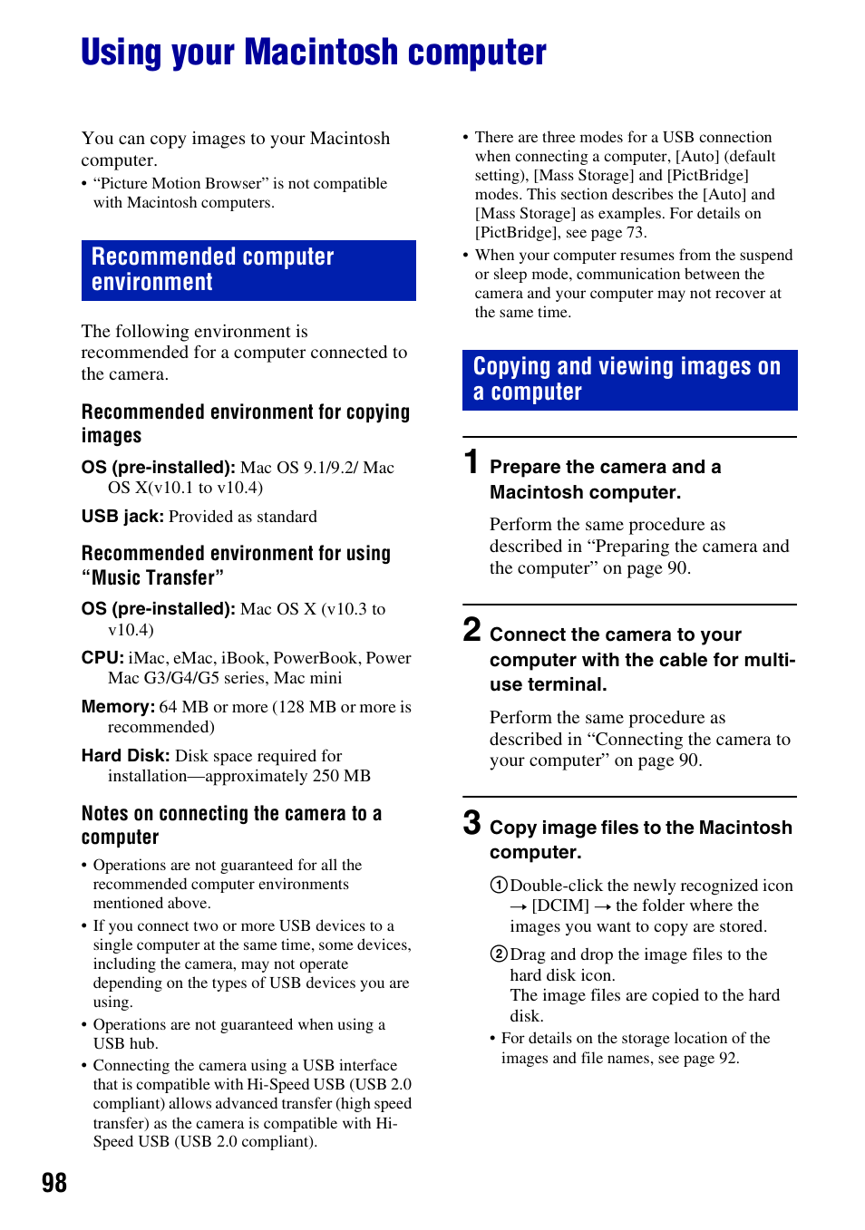 Using your macintosh computer | Sony DSC-T200 User Manual | Page 98 / 131