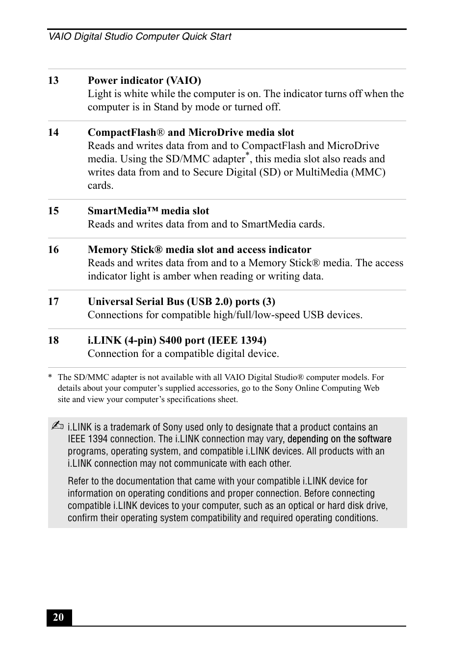 Sony PCV-RZ50C User Manual | Page 20 / 92