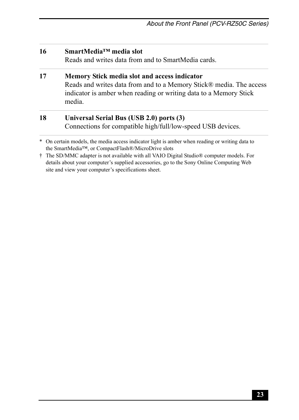 Sony PCV-RZ50C User Manual | Page 23 / 92