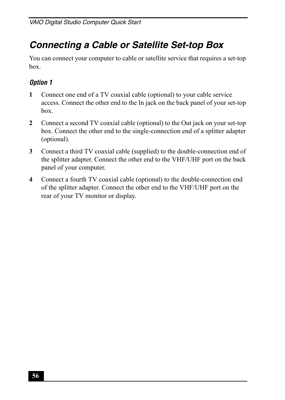 Connecting a cable or satellite set-top box x | Sony PCV-RZ50C User Manual | Page 56 / 92