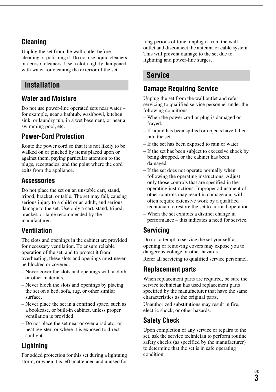 Installation service | Sony HDR-SR11 User Manual | Page 3 / 72
