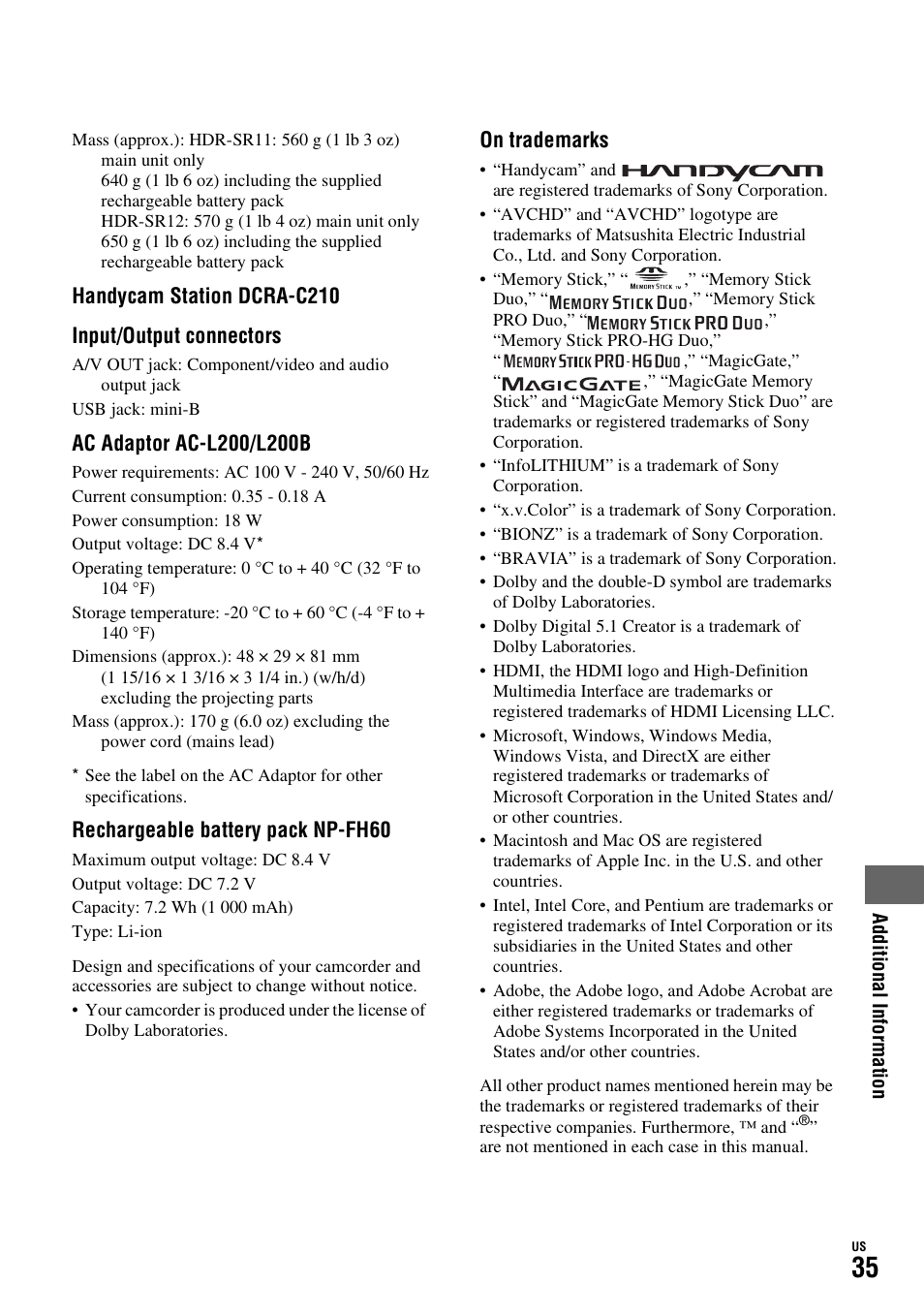 Sony HDR-SR11 User Manual | Page 35 / 72