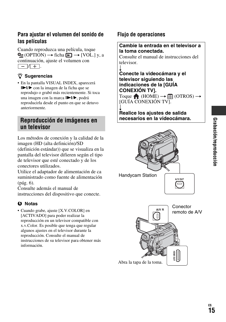 Reproducción de imágenes en un televisor, Reproducción de imágenes en un, Televisor | Sony HDR-SR11 User Manual | Page 49 / 72