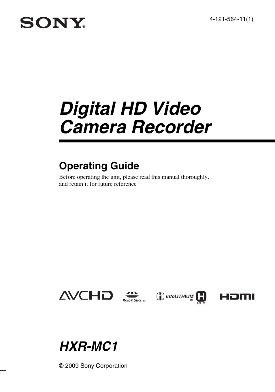 Sony HXR-MC1 User Manual | 96 pages