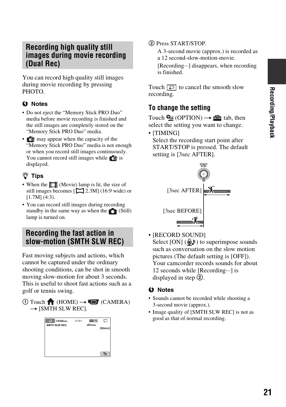 P. 21) | Sony HXR-MC1 User Manual | Page 21 / 96