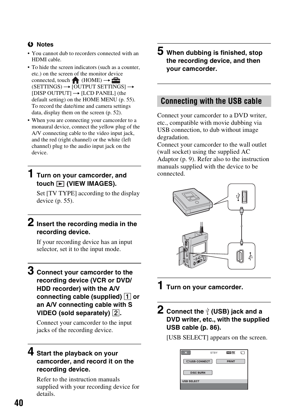 P. 40 | Sony HXR-MC1 User Manual | Page 40 / 96