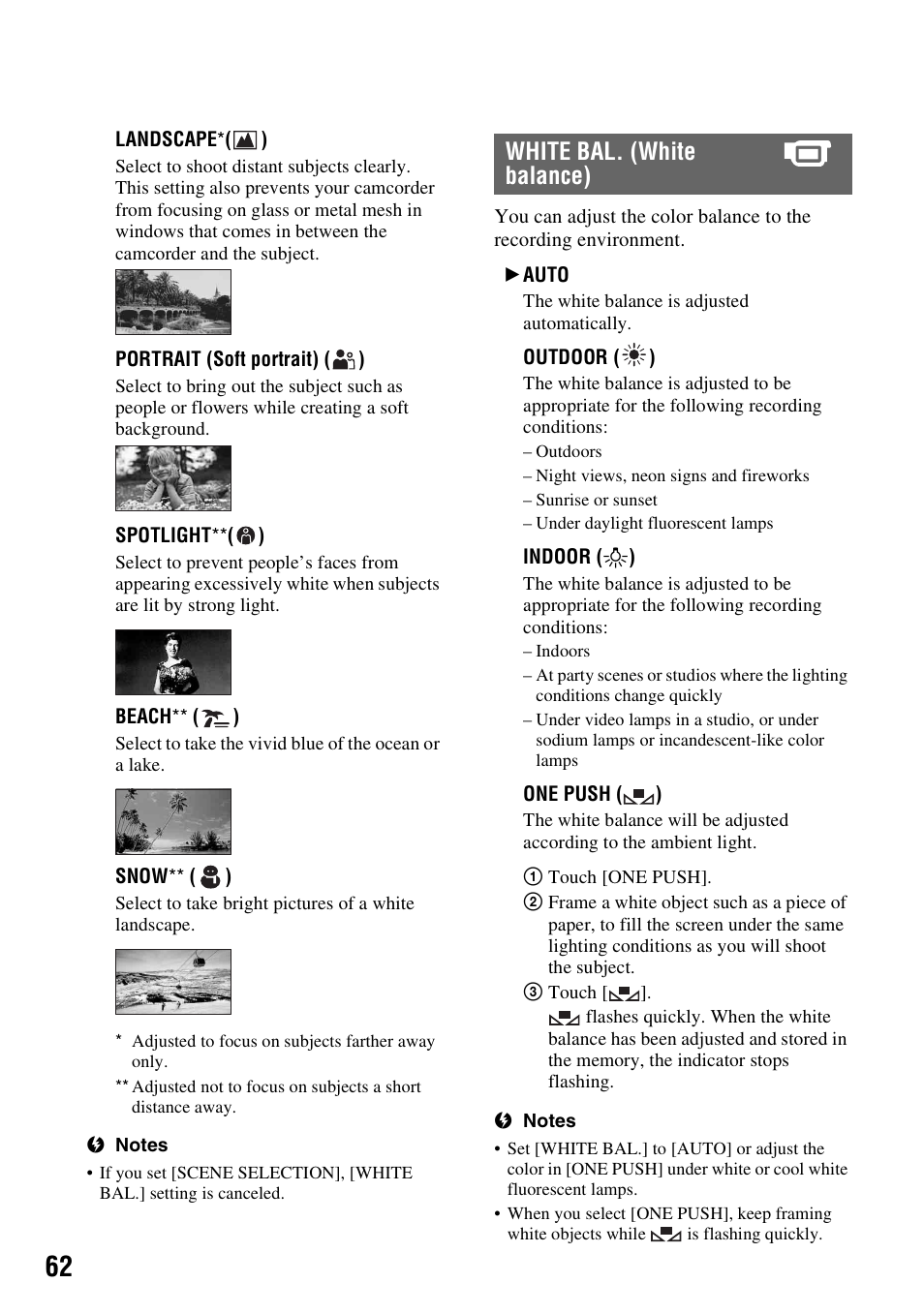 White bal. (white balance) | Sony HXR-MC1 User Manual | Page 62 / 96