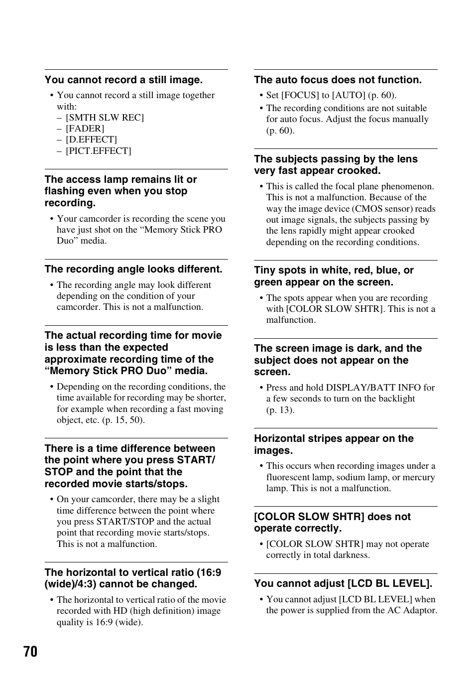 Sony HXR-MC1 User Manual | Page 70 / 96