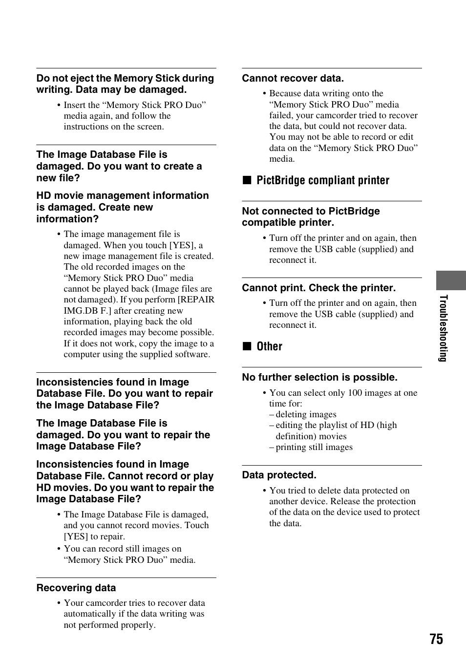 Sony HXR-MC1 User Manual | Page 75 / 96