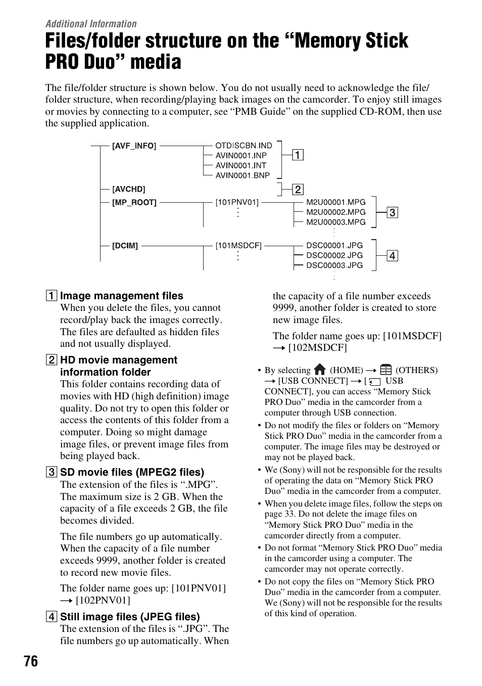 Additional information | Sony HXR-MC1 User Manual | Page 76 / 96