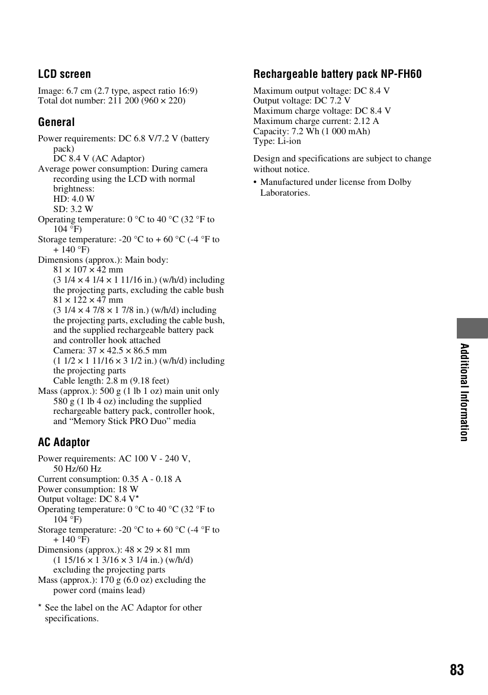 Sony HXR-MC1 User Manual | Page 83 / 96