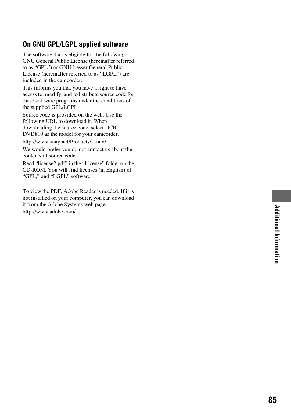 Sony HXR-MC1 User Manual | Page 85 / 96