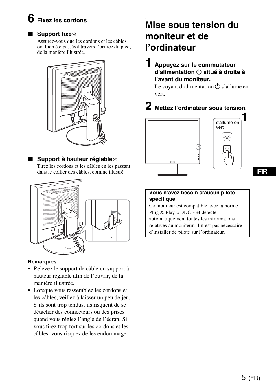 Mise sous tension du moniteur et de l’ordinateur | Sony SDM-S95ERB User Manual | Page 17 / 52