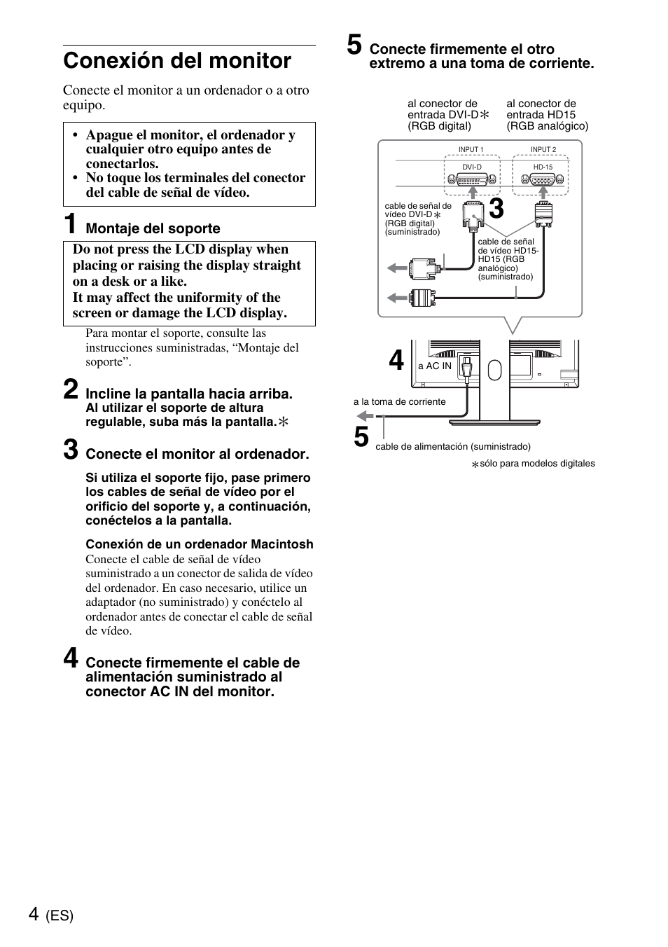 Conexión del monitor | Sony SDM-S95ERB User Manual | Page 28 / 52