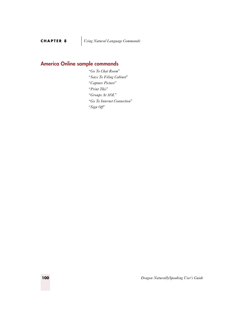 America online sample commands | Sony ICD-BP150VTP User Manual | Page 108 / 268