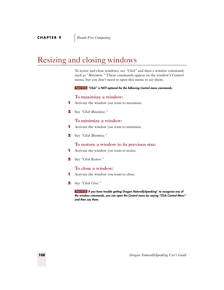 Resizing and closing windows | Sony ICD-BP150VTP User Manual | Page 116 / 268