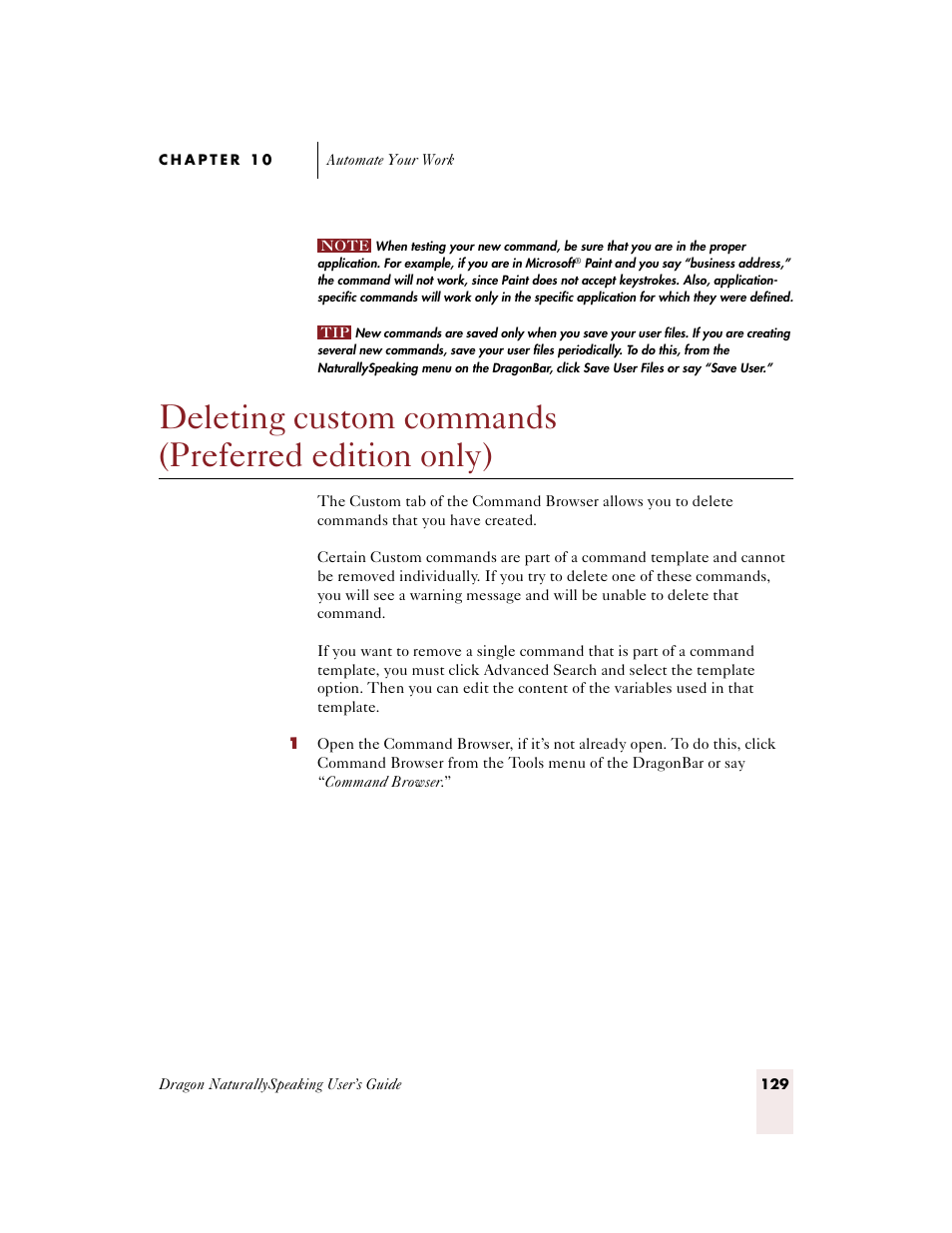 Deleting custom commands (preferred edition only) | Sony ICD-BP150VTP User Manual | Page 137 / 268