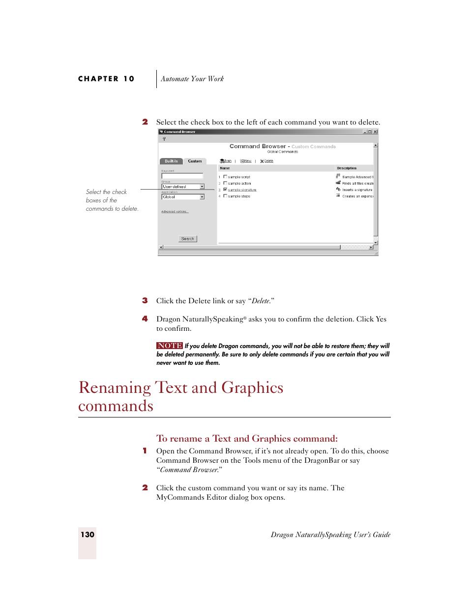 Renaming text and graphics commands | Sony ICD-BP150VTP User Manual | Page 138 / 268