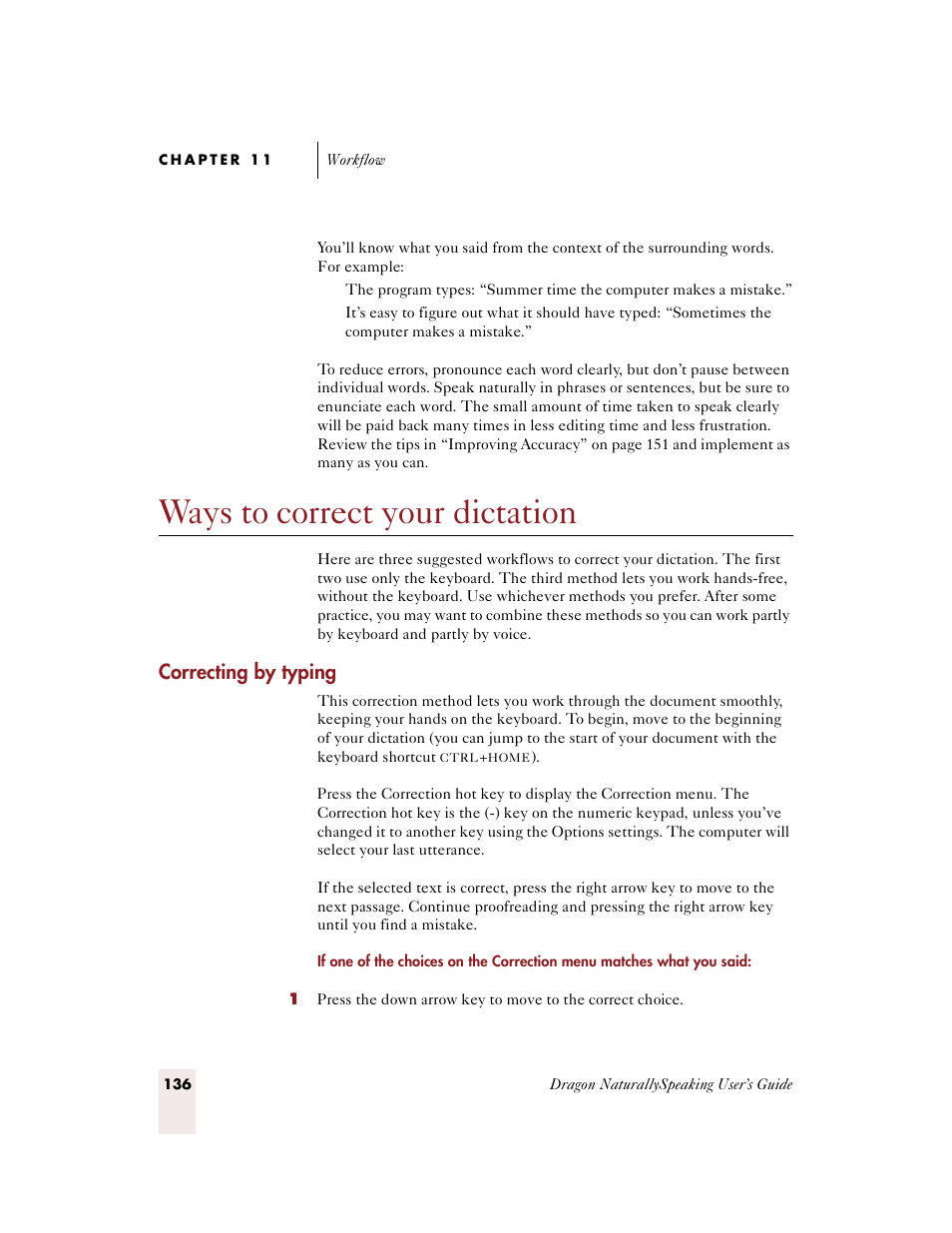 Ways to correct your dictation, Correcting by typing, Ways to correct your dictation” o | Sony ICD-BP150VTP User Manual | Page 144 / 268