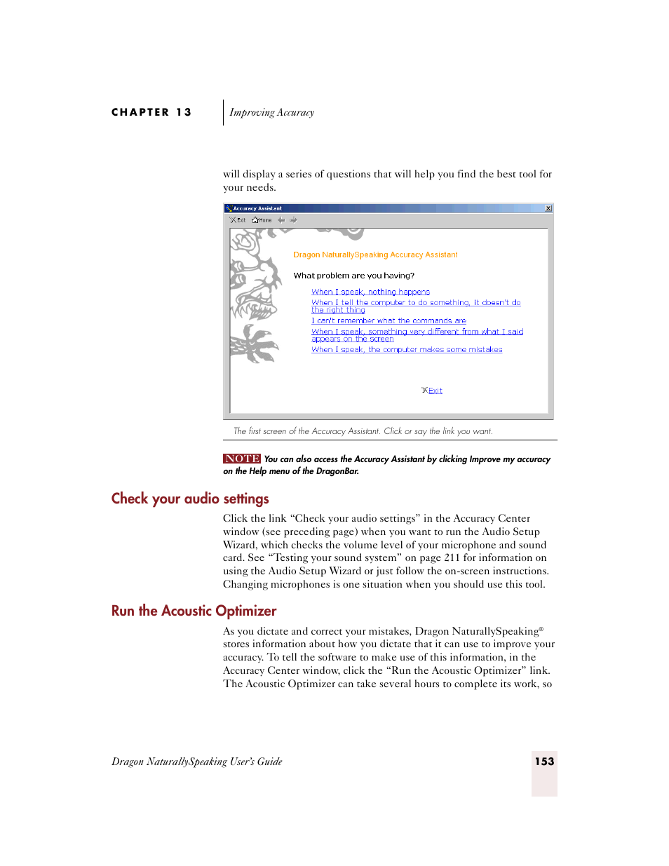 Check your audio settings, Run the acoustic optimizer | Sony ICD-BP150VTP User Manual | Page 161 / 268