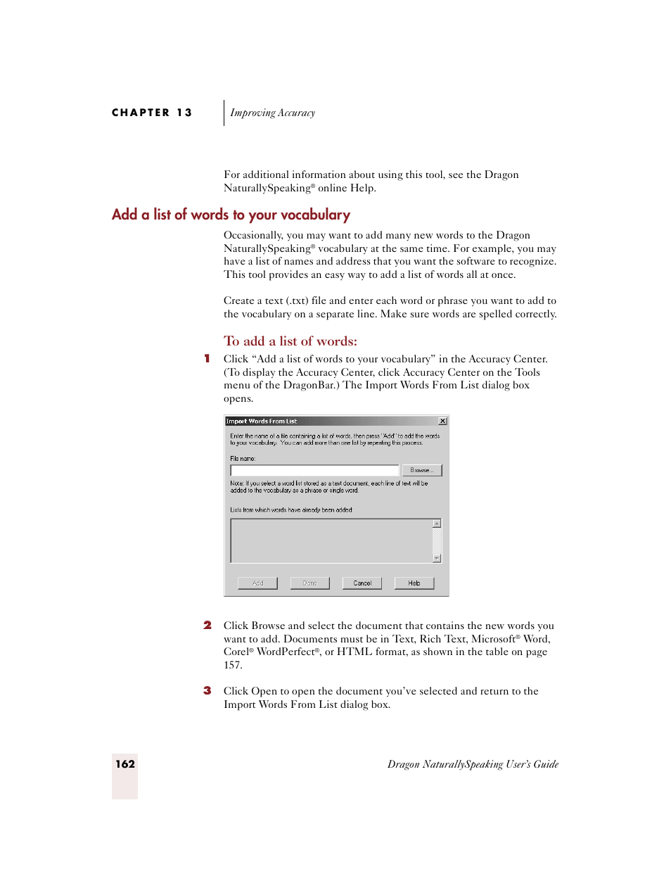 Add a list of words to your vocabulary | Sony ICD-BP150VTP User Manual | Page 170 / 268