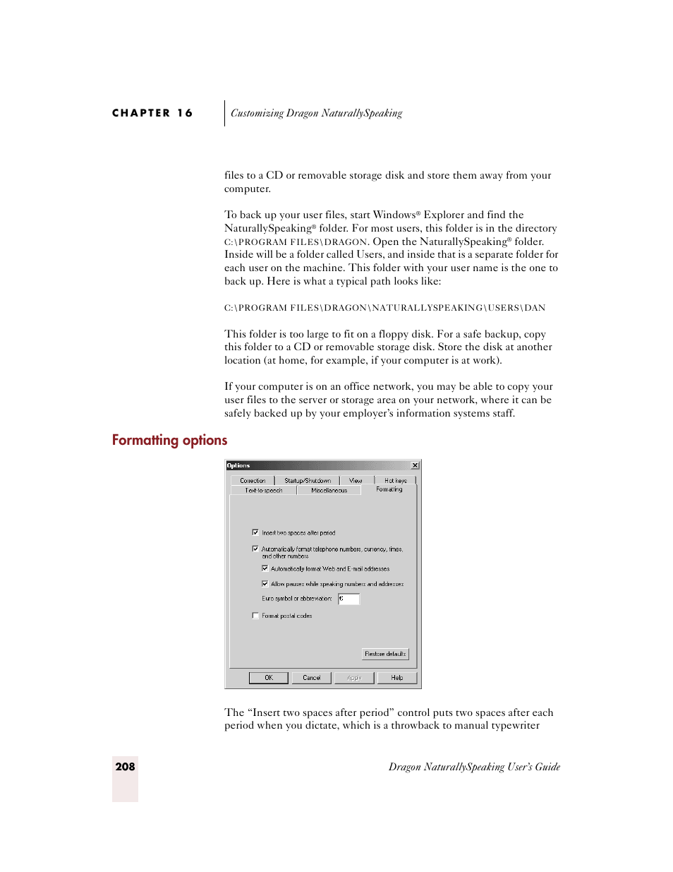 Formatting options | Sony ICD-BP150VTP User Manual | Page 216 / 268