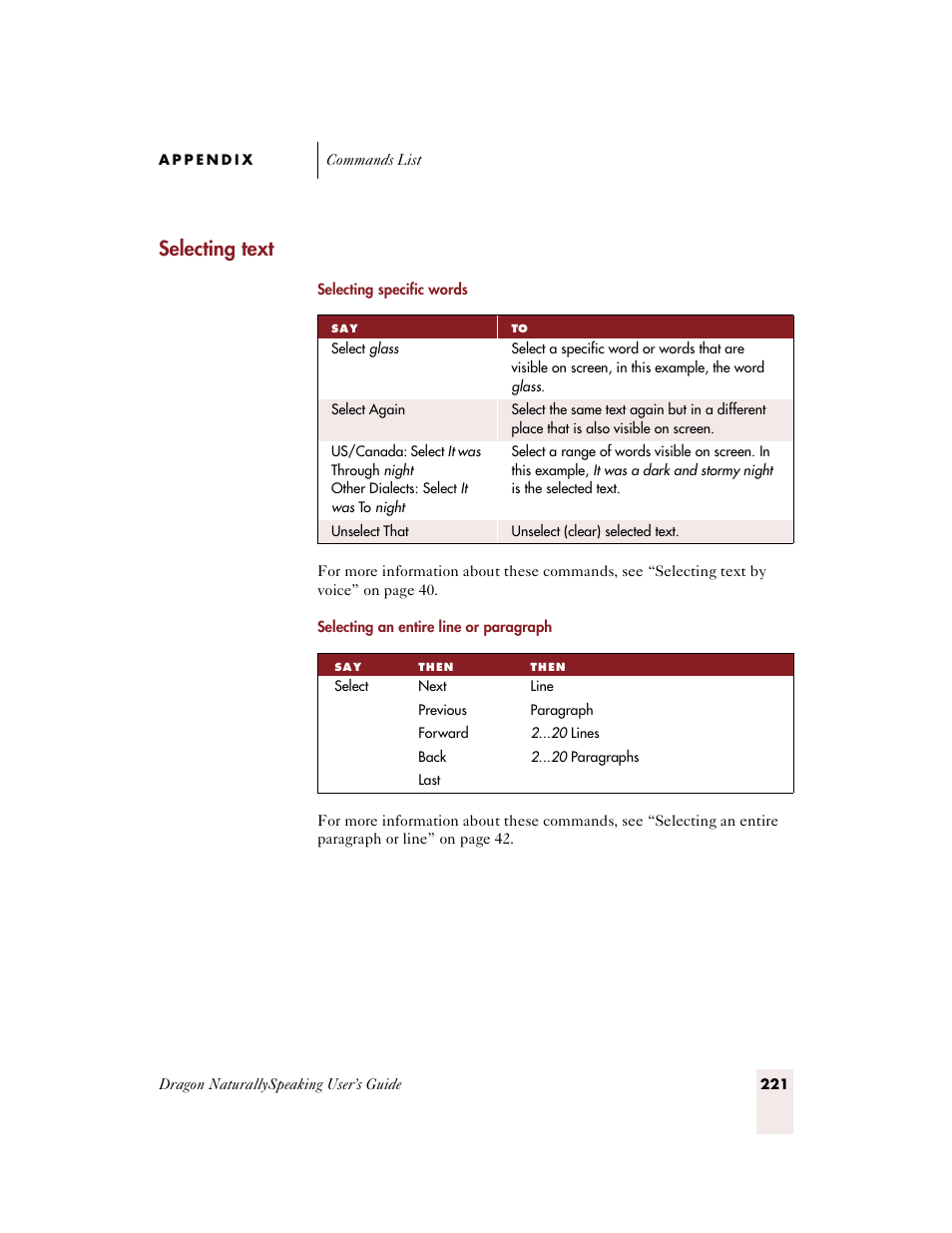 Selecting text | Sony ICD-BP150VTP User Manual | Page 229 / 268
